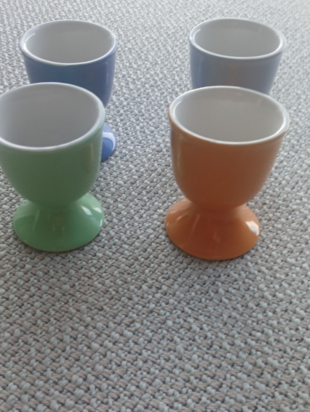 Colorful Ceramic Egg Cups - Pastel Green, Orange & Blue
